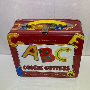 Williams-Sonoma Metal Cookie Cutters ABC Letters Tin box 2003